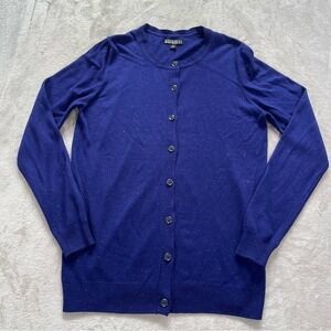 Nicole Miller Original Women S Metallic Weave Button Front Cardigan Blue Grandma